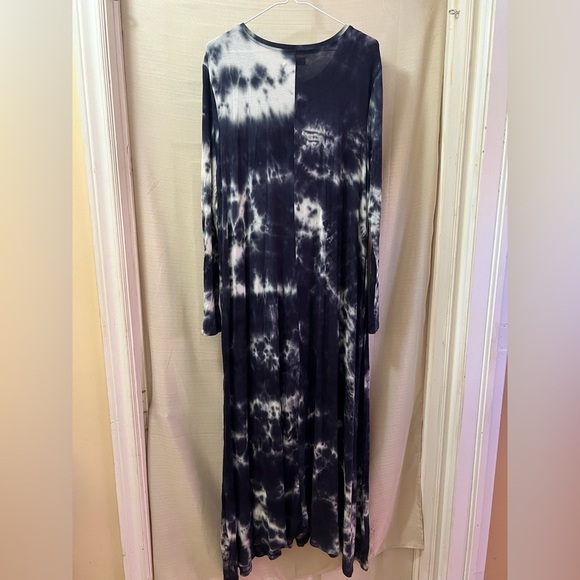 NATURAL LIFE Black Grey and White Tie-Dye Long Sleeve Dress Size XL Bohemian - Picture 8 of 10